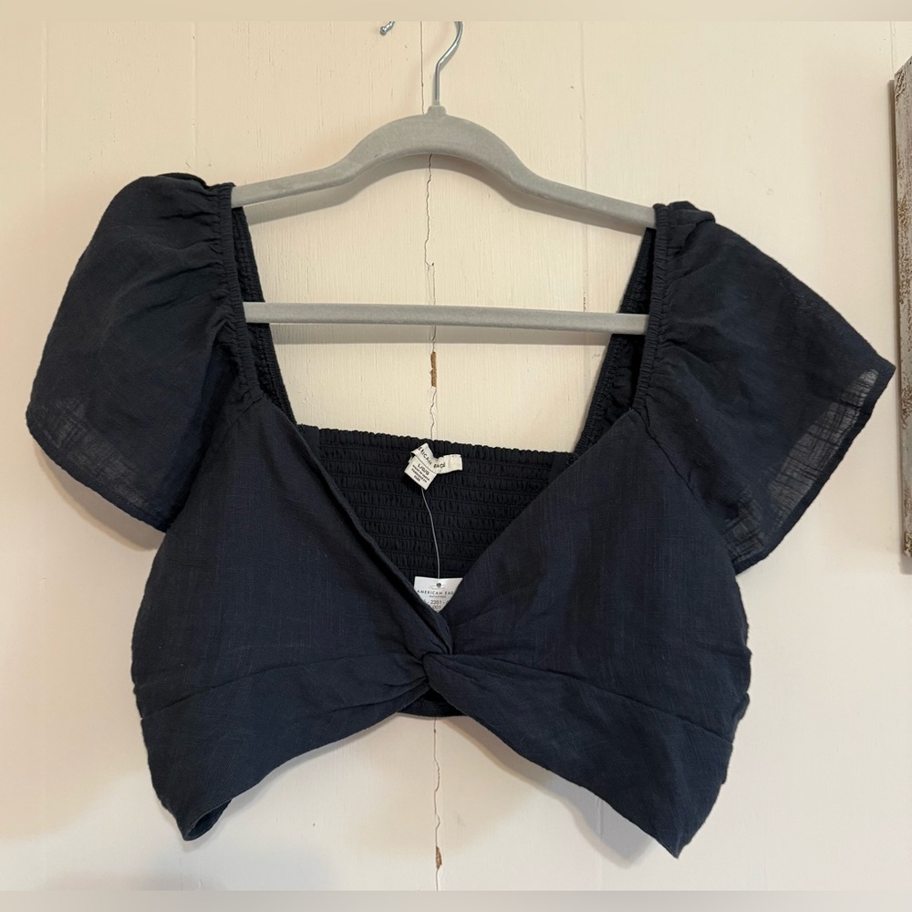 American Eagle Outfitters Crop Top with Puff Short-Sleeves